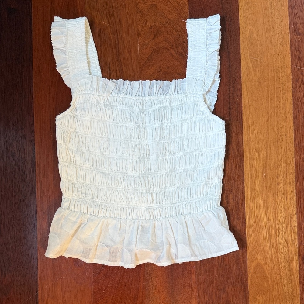 Greylin White Ruffled Tank Top - Picture 1 of 4